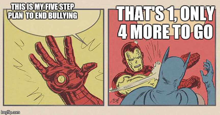 Iron man slapping batman in a meme