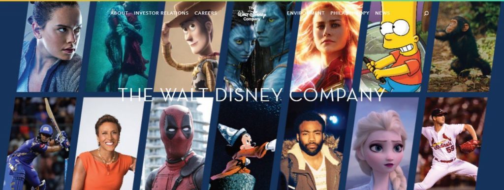 The Walt Disney Company Website Banner