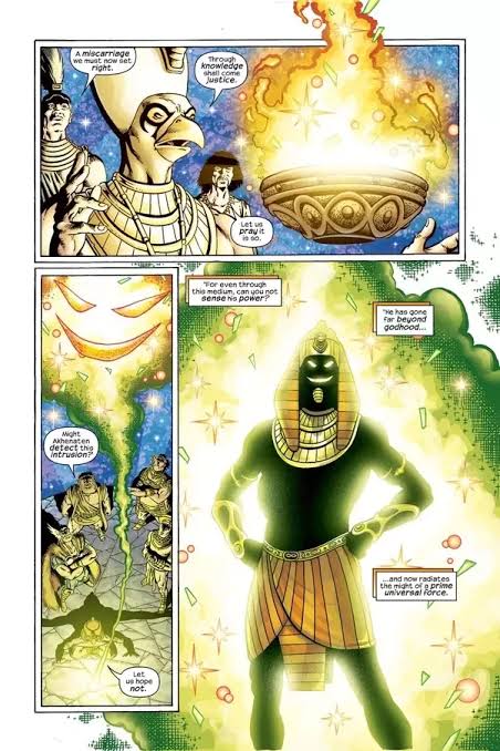 Akhenaten wields the Heart of the Universe, The most powerful weapon in Marvel Universe