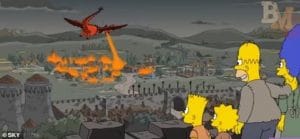 Flaming hell: The Simpsons creators appear to have correctly predicted the dramatic downfall of Game Of Thrones citadel Kings Landing in an episode from 2017, during which they parody the HBO fantasy-drama