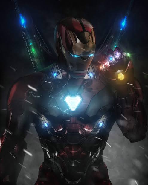 Tony Stark with the Infinity Gauntlet