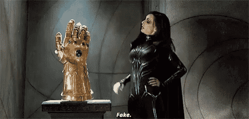 Hela in the post credits scene of Thor: Ragnarok declares the Infinity Gauntlet that was with Odin to be fake