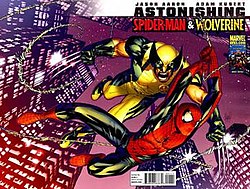 The cover of Astonishing Spider-Man and Wolverine