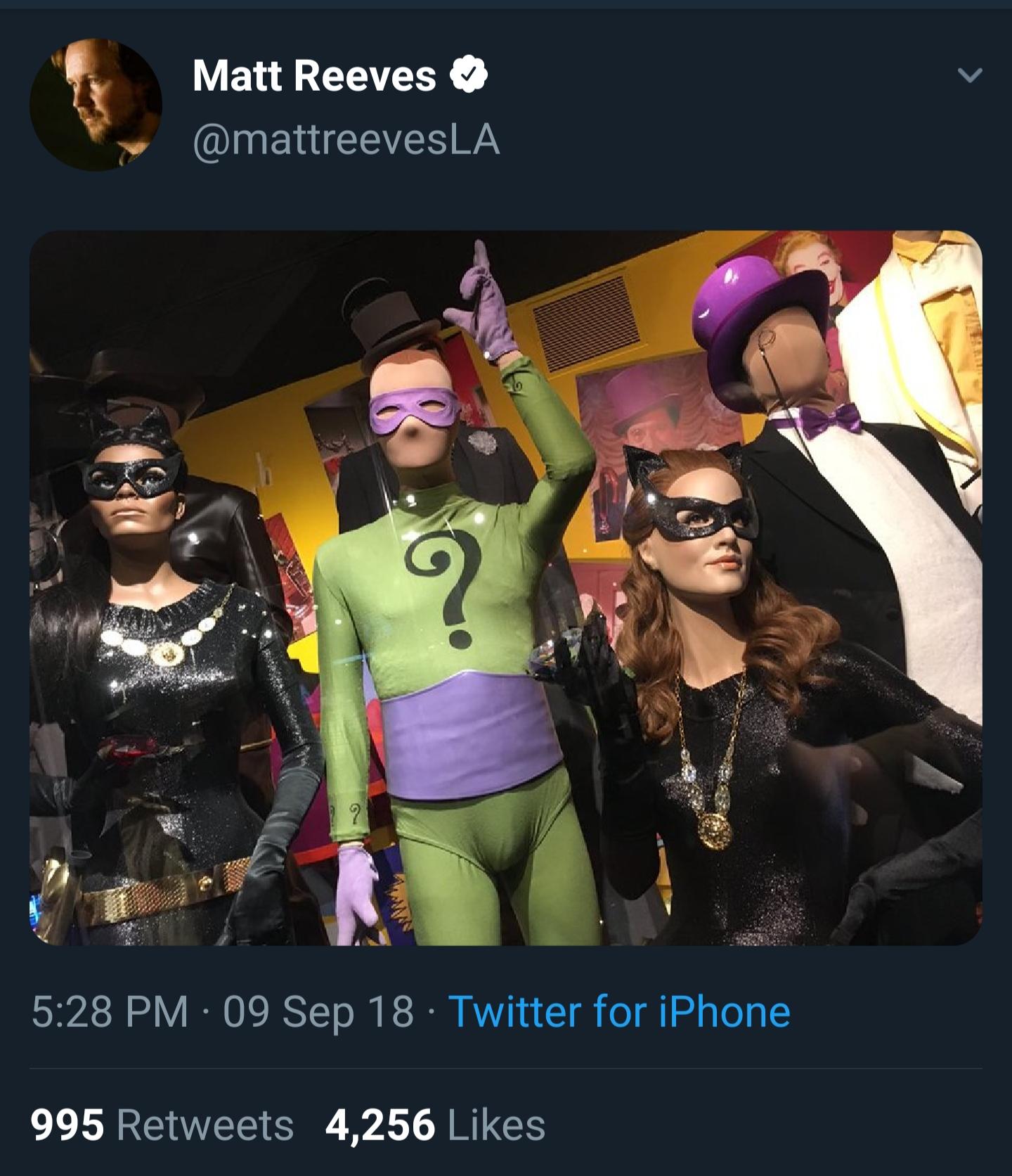 Matt Reeves tweeted this back in September 2018