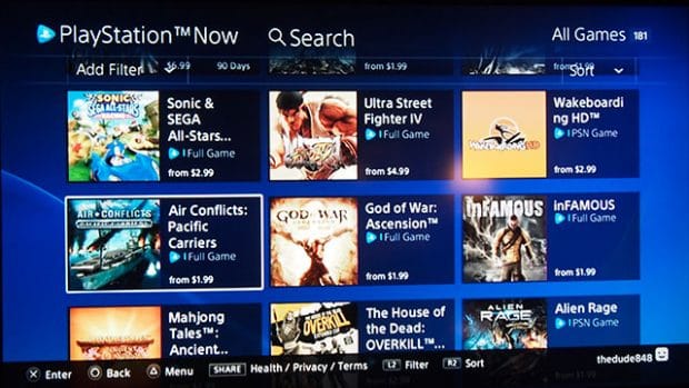 PlayStation Now offers a decent array of titles to choose from. Pic courtesy: techreviews.com