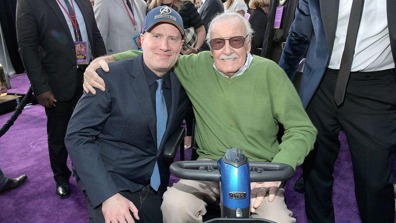 President of Marvel Studios and Producer Kevin Feige (L) and producer-writer Stan Lee attend the Los Angeles Global Premiere for Marvel Studios? Avengers: Infinity War