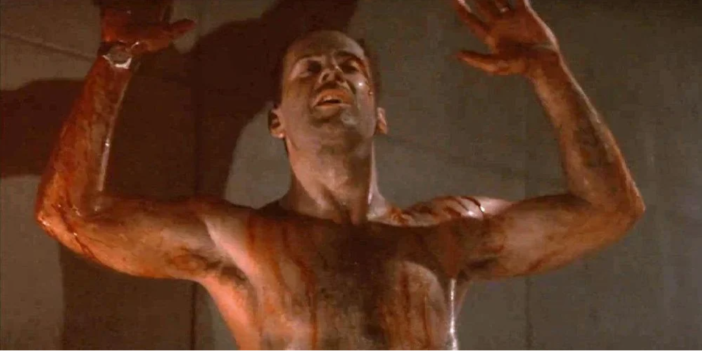 A lot of Bruce Willis characters get their asses kicked badly.