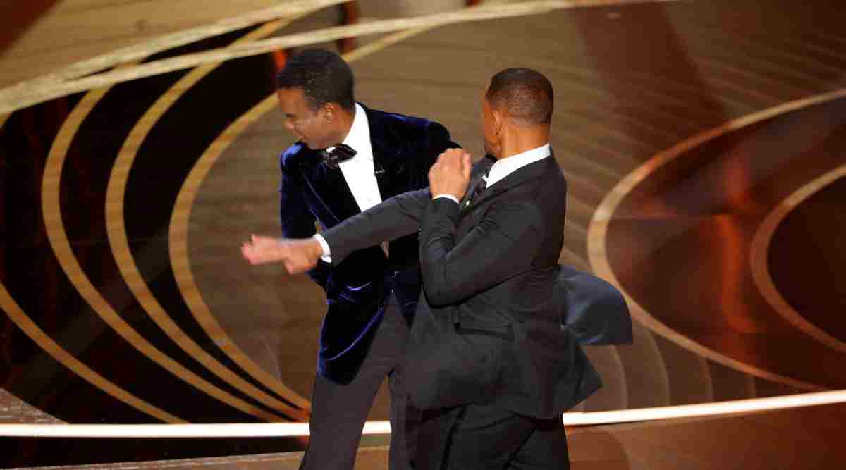 Actor Will Smith slapping Chris Rock in Oscars 2022