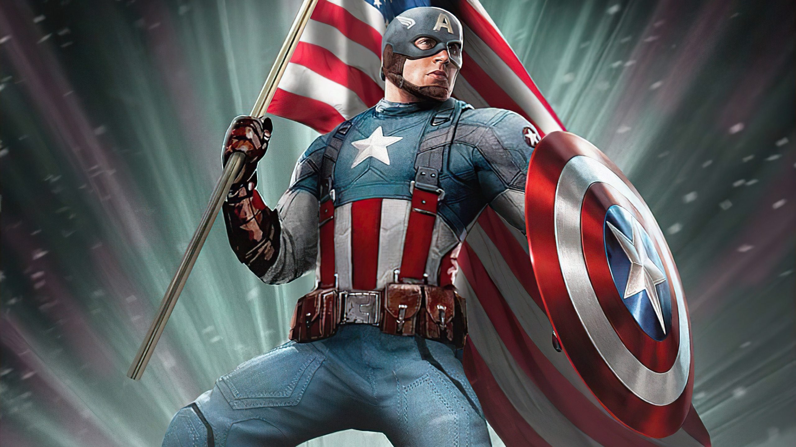 Captain America with American Flag