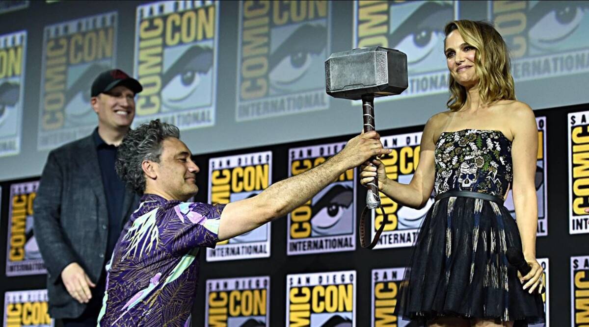 Taika Waitit and Might Thor Natalie Portman during the comic con 2019