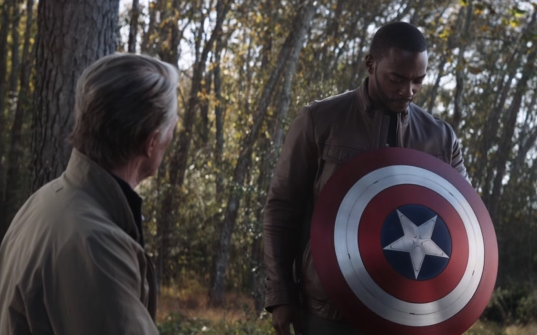 Sam Wilson and Captain America in Endgame