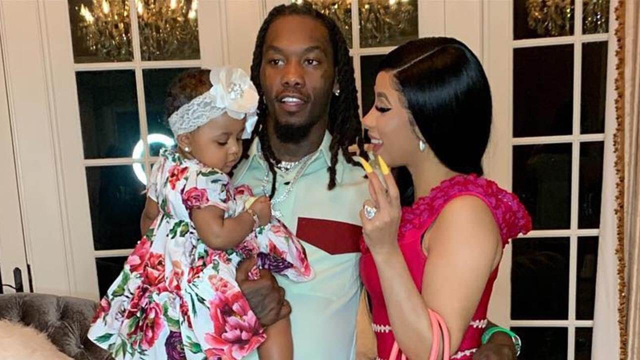 Cardi B with her husband, Offset, and daughter, Kulture