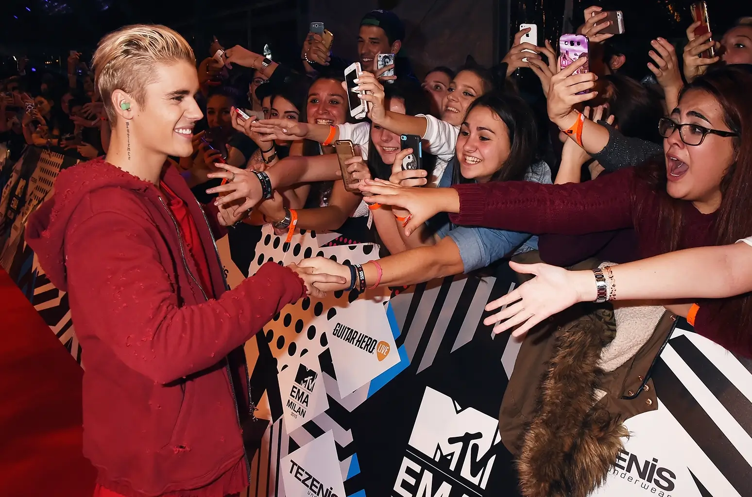 Justin Bieber with his fans