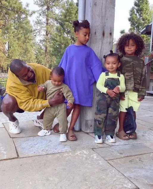Kanye West with his children