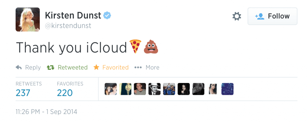 Kirsten Dunst's tweet after the leak
