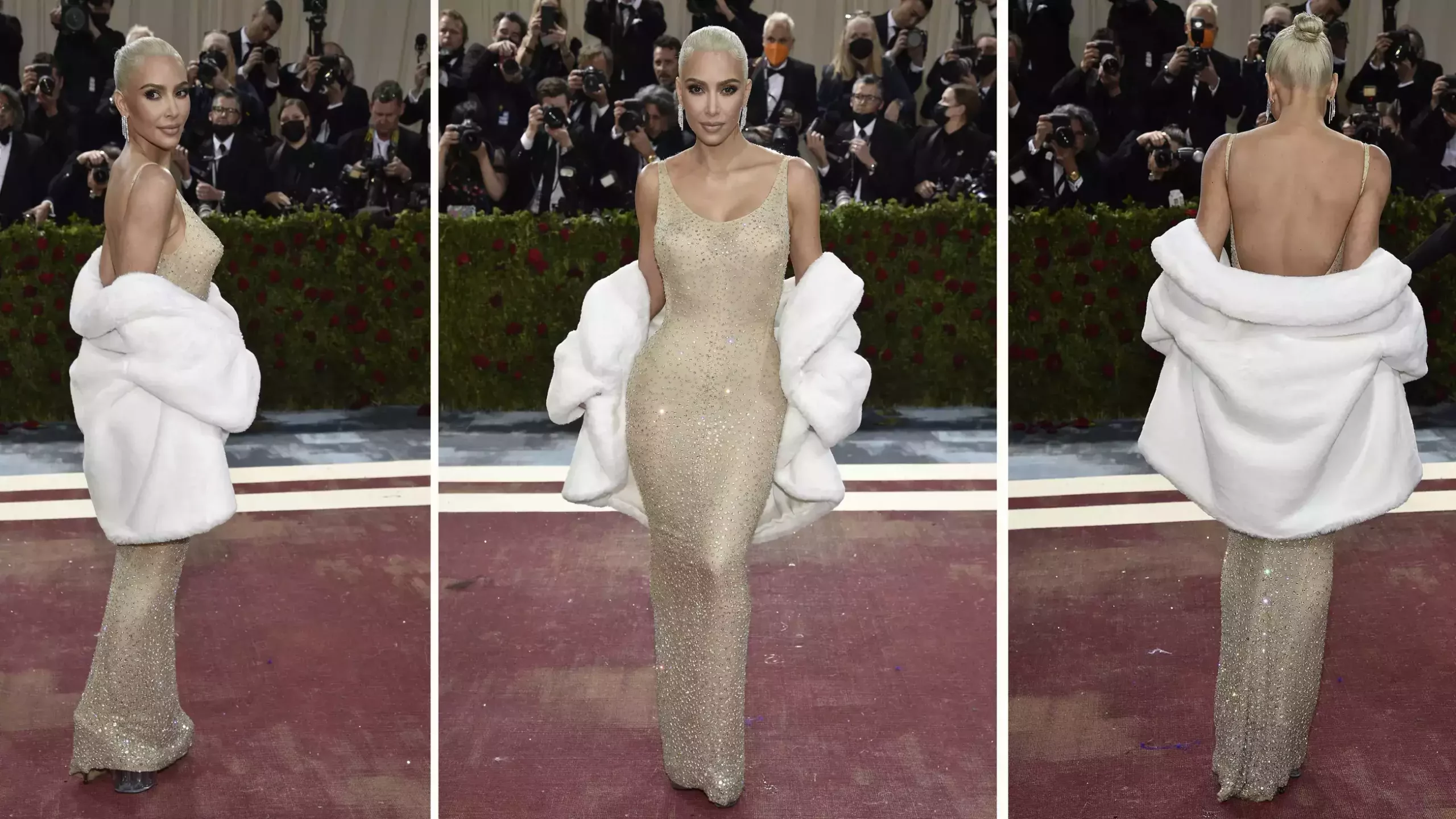 Kim Kardashian at Met Gala 2022 wearing the Marilyn Monroe's Iconic Dress
