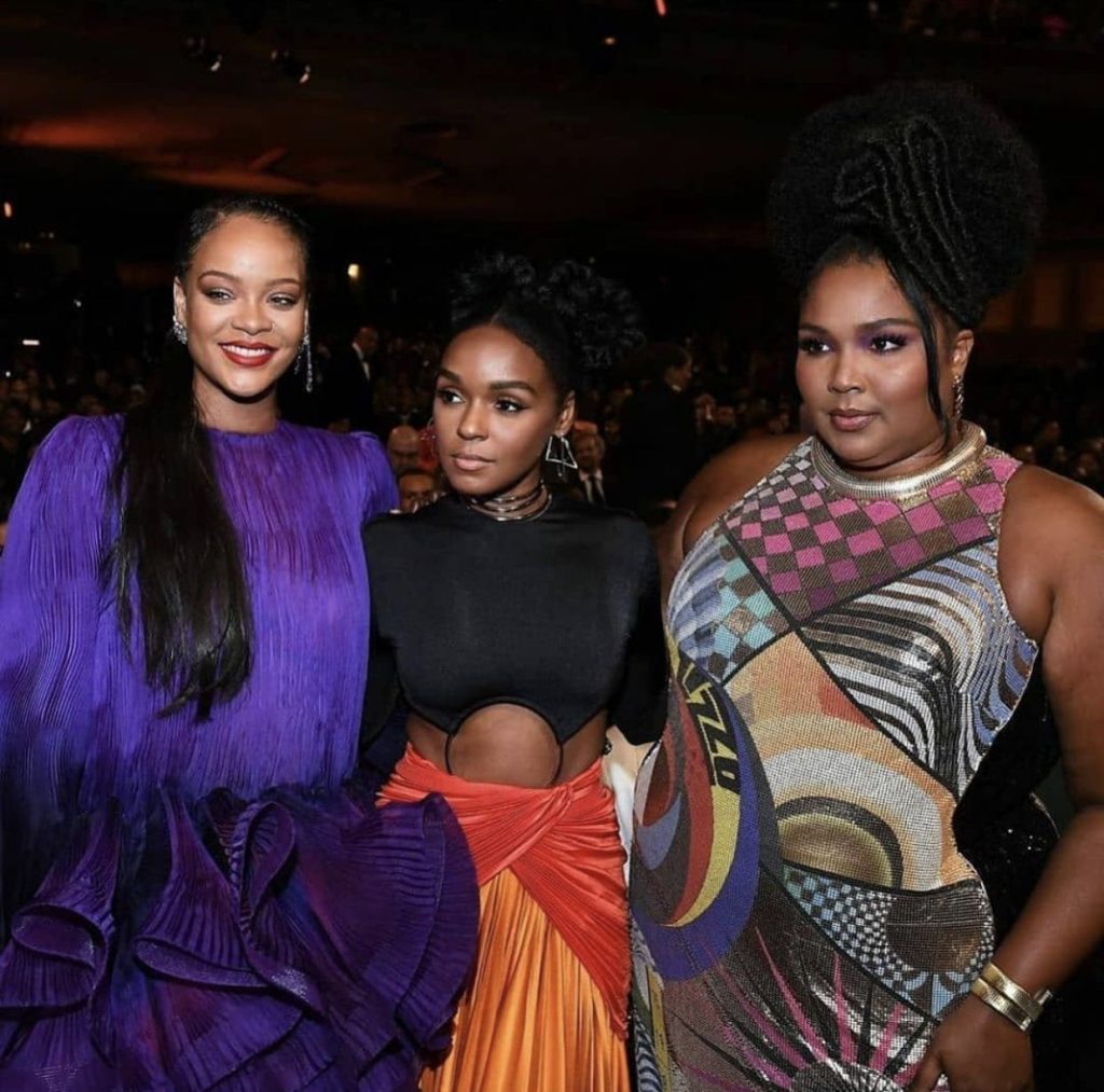 Rihanna, Janelle Monae and Lizzo (from left)