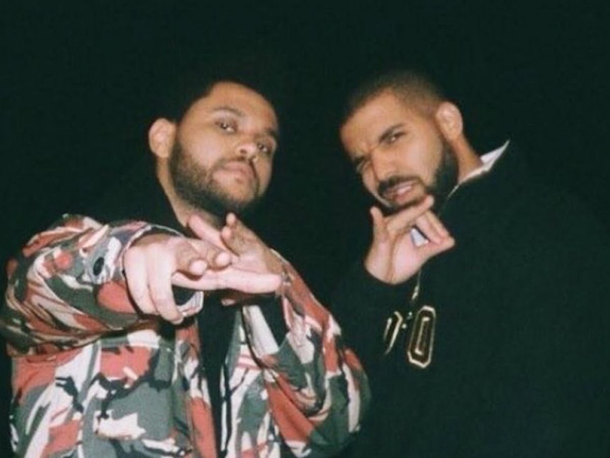 The Weekend (left) and Drake (right) .
