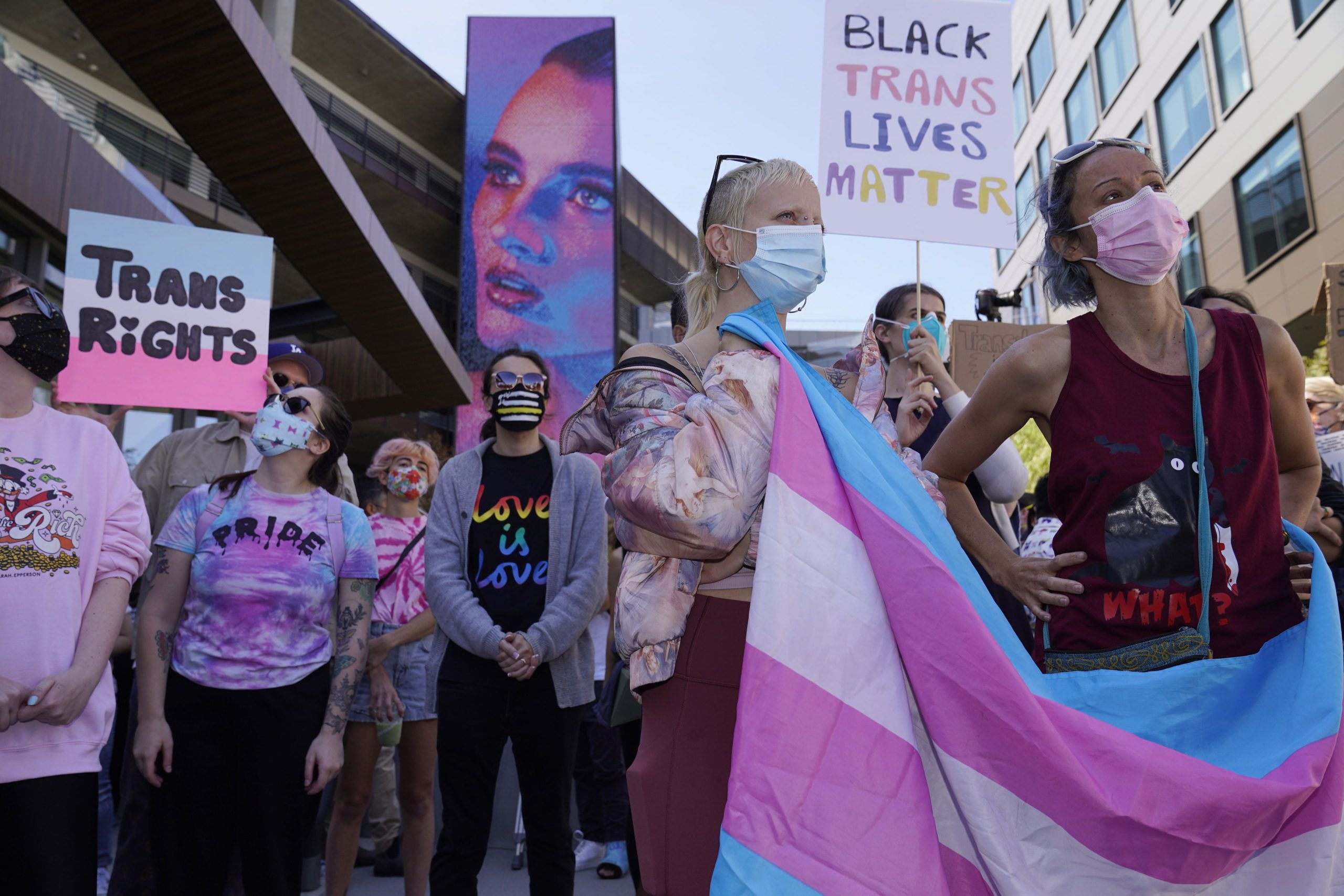LGBTQ supporters on a protest against Chapelle's standup.