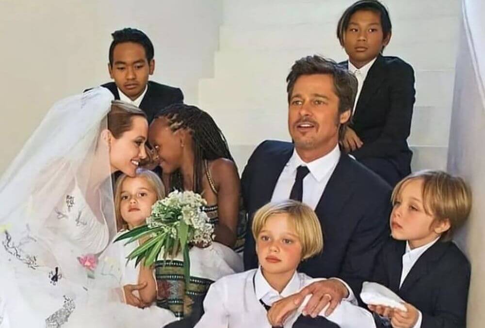 Brad Pitt and Angelina Jolie with their kids