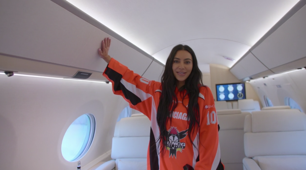 Kim Kardashian in her private jet