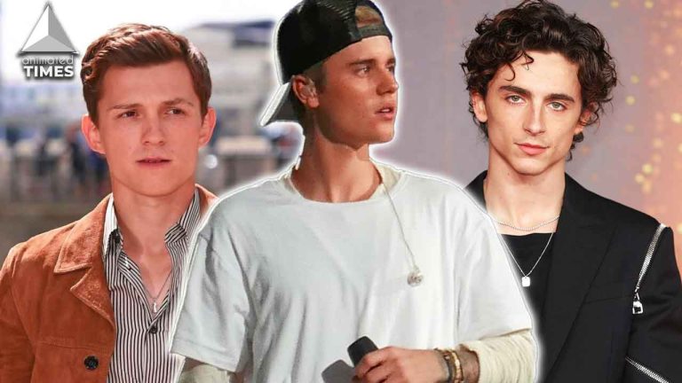 Tom Holland Justin Beiber and Timothee Chalamet
