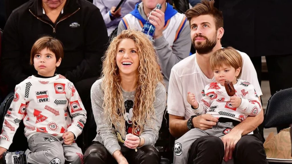 Shakira and Gerard Pique and her kids