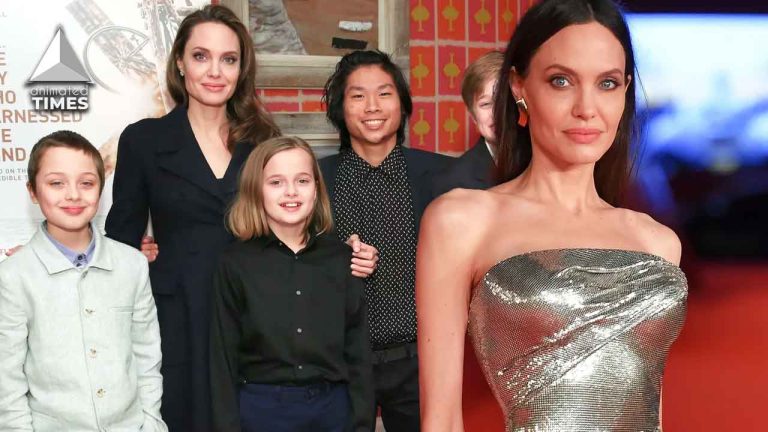 Angelina Jolie with the six kids