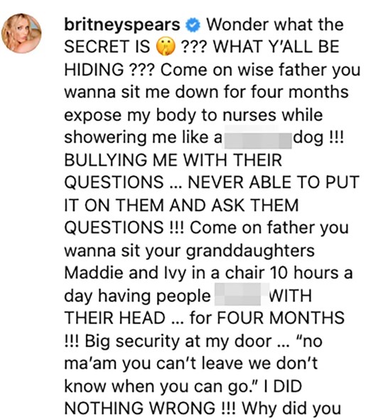 Britney S Insta Post for dad
