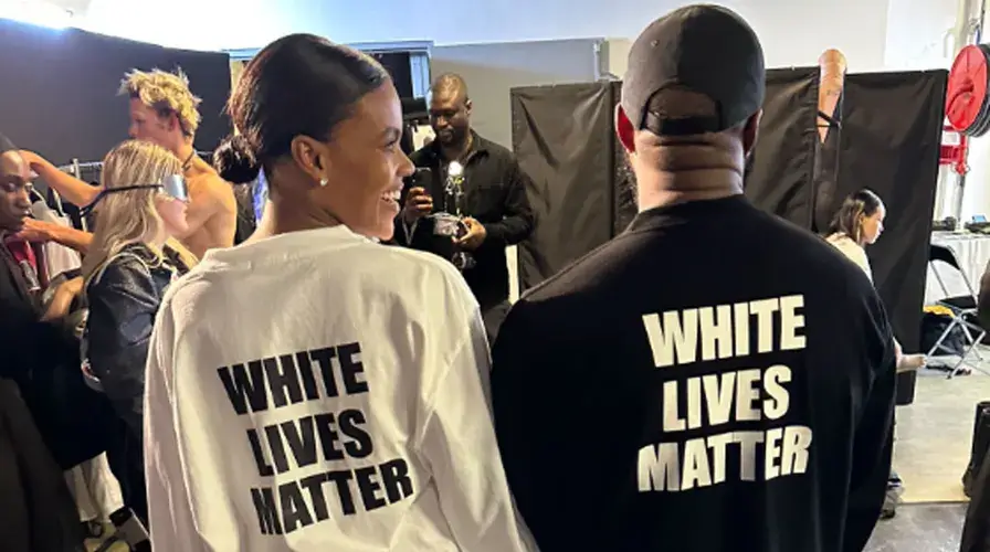 Candace Owens and Kanye West wearing same shirt 