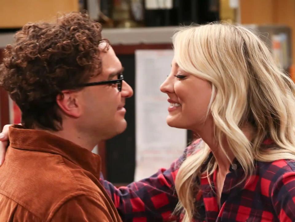 Kaley Cuoco with Johnny Galecki in The Big Bang Theory