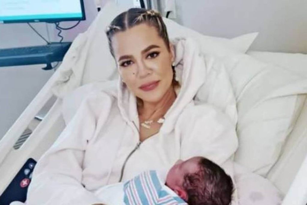 Khloe Kardashian with her newborn baby boy
