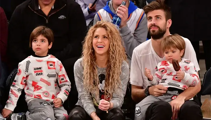 Shakira, Gerard Pique and their kids 