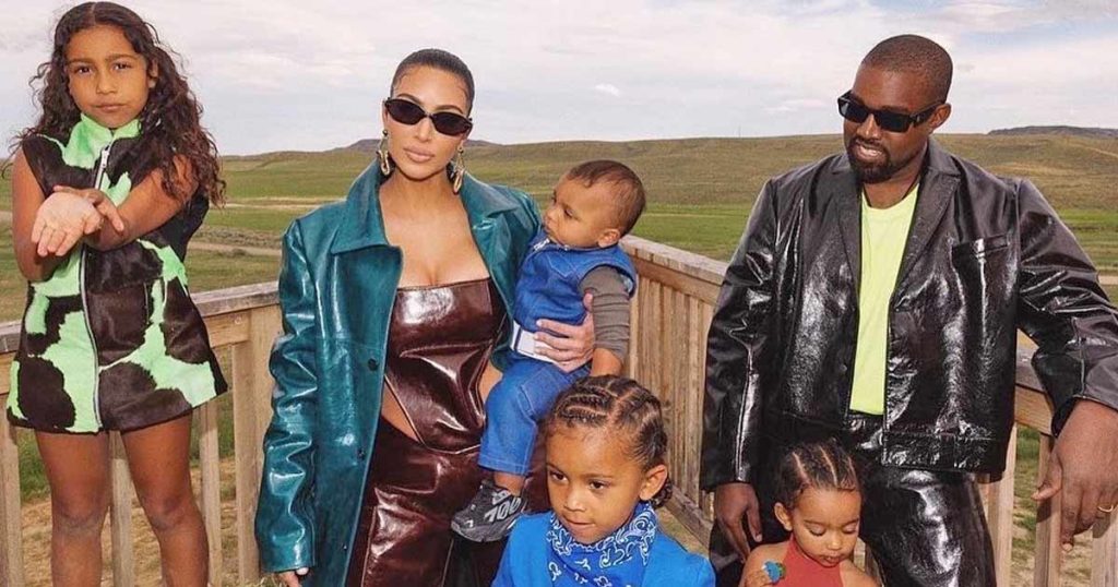 Kim Kardashian and Kanye West and Kids