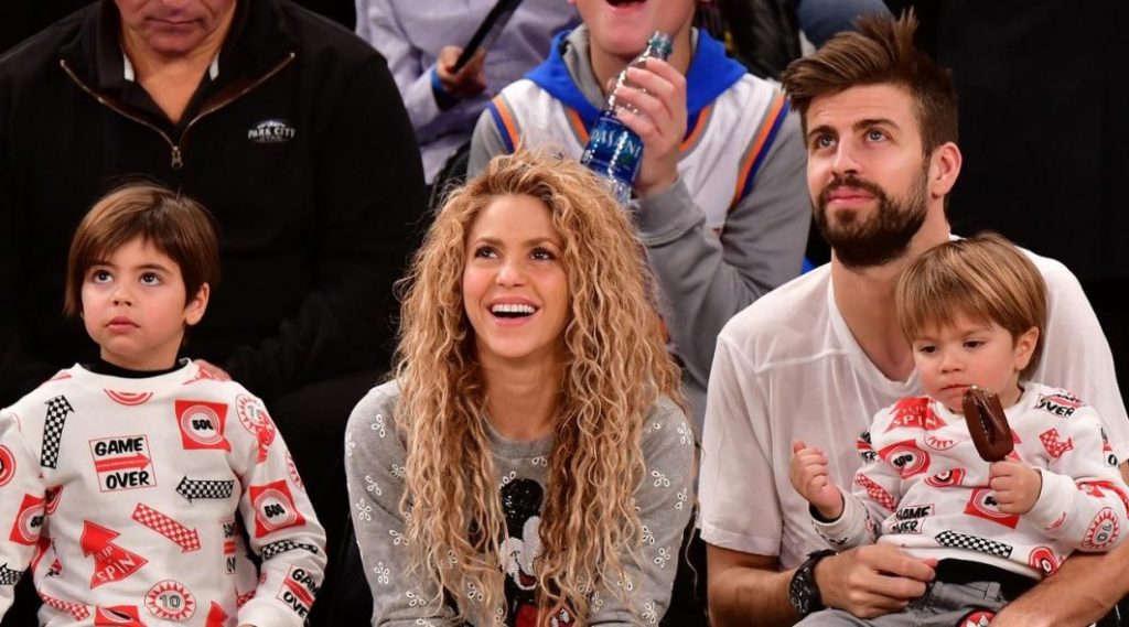 Shakira and Gerard Pique with their kids
