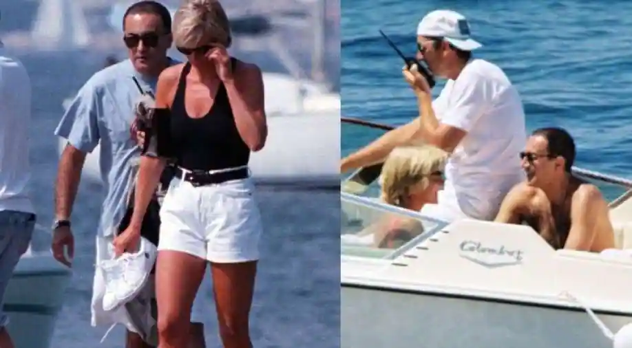 Princess Diana and Dodi Al Fayed together on a boat