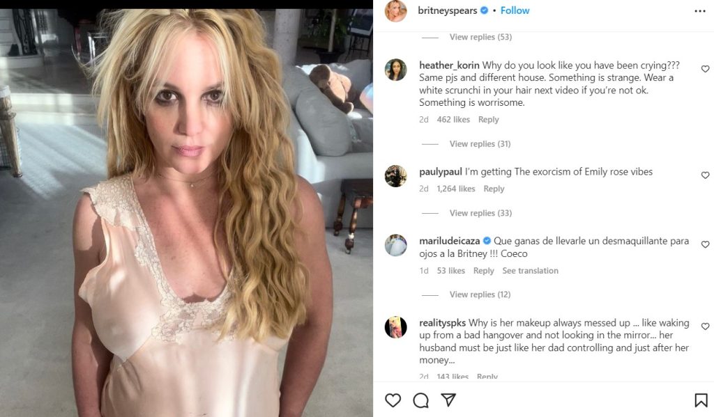 Britney Spears in her latest Instagram post