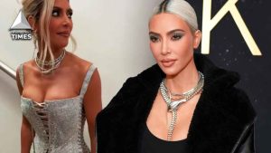 Kim Kardashian struggles with her dress