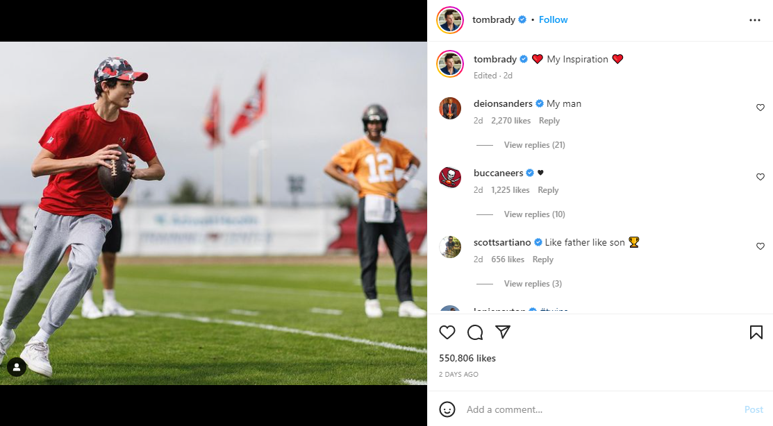 Tom Brady's Instagram post