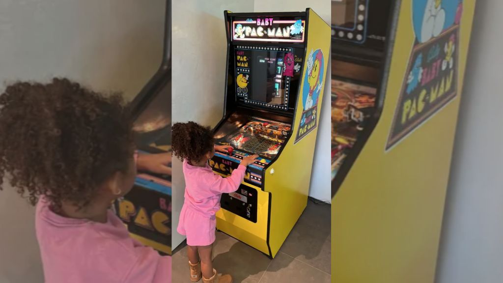 Kylie Jenner daughter, Stormi Webster with Pac-Man machine