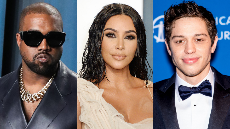 Kanye West, Kim Kardashian and Pete Davidson