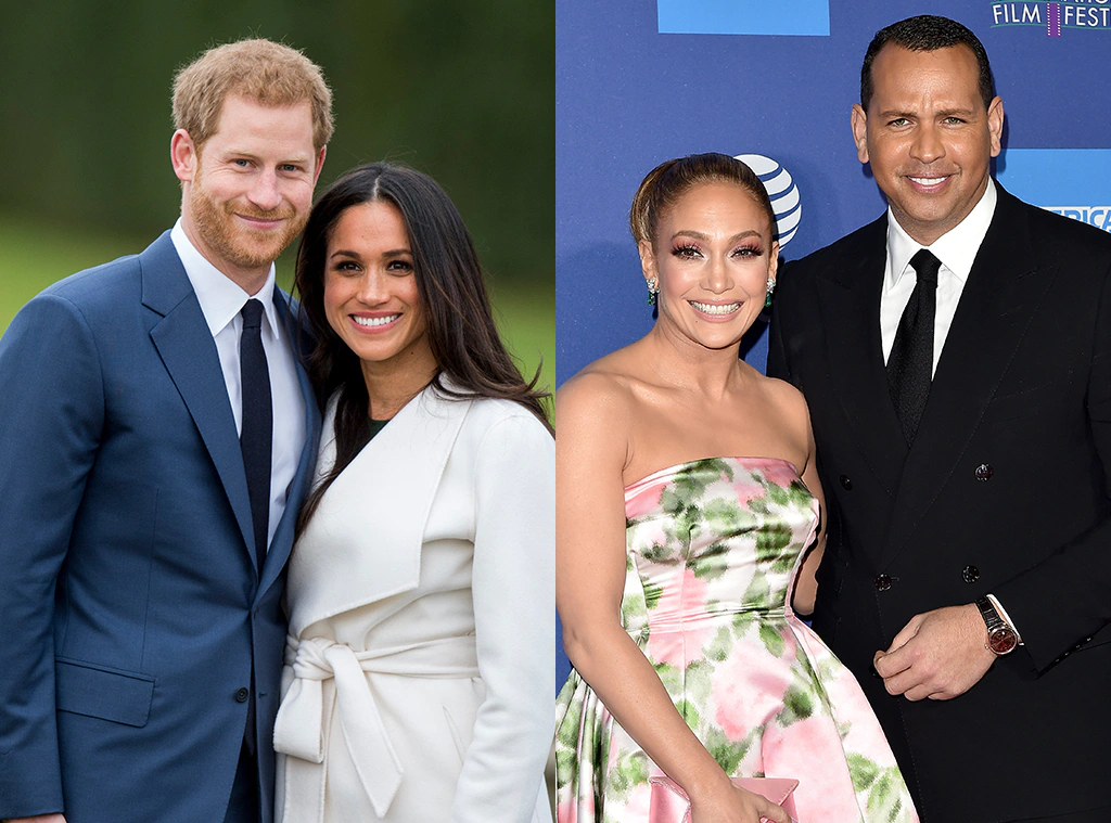 Two couples: Prince Harry and Meghan Markle, and Jennifer Lopez and Alex Rodriguez.