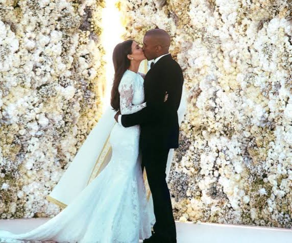 Kim Kardashian and Kanye West wedding photo