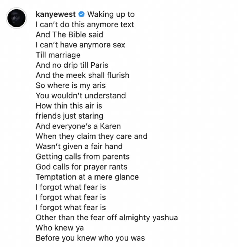 Kanye West's Disturbing Instagram post