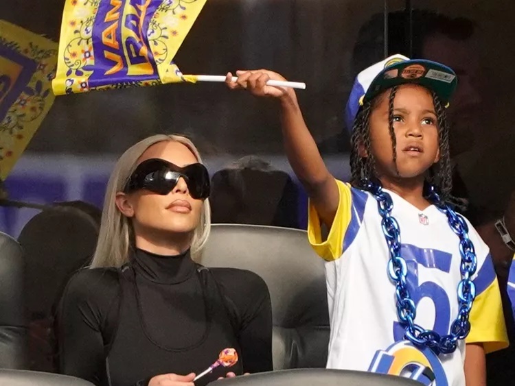 Kim Kardashian and son Saint West at a previous Rams game