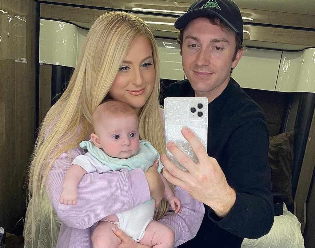 Meghan Trainor with her son and husband