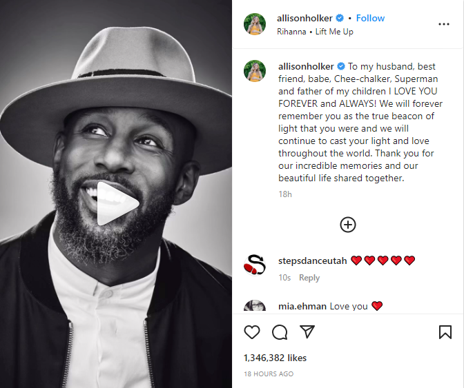 Allison Holker's Instagram post