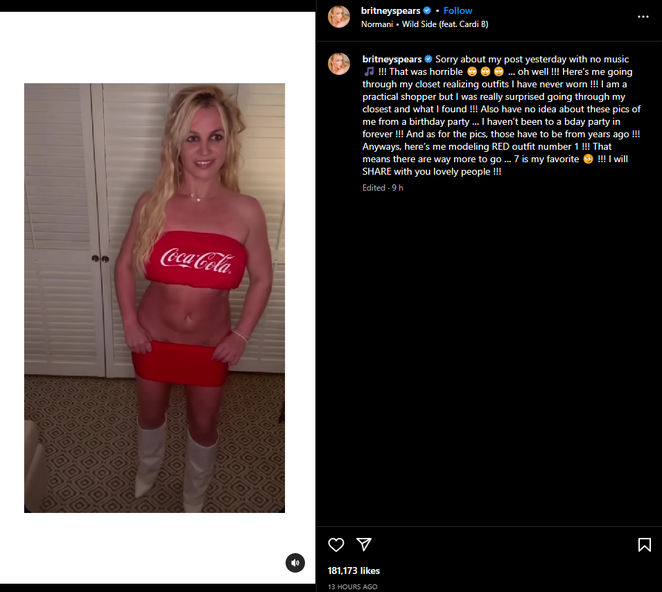 Britney Spears' Instagram post