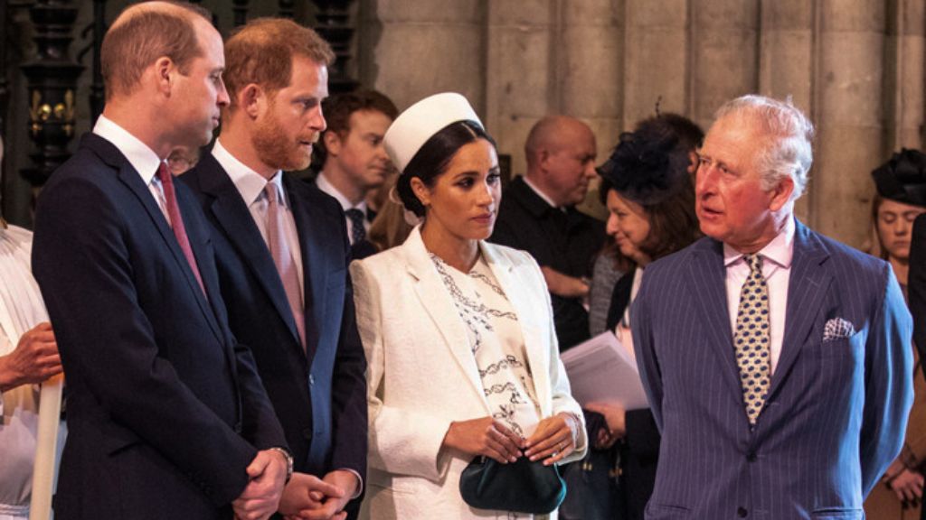 Meghan Markle with King Charles III along with her husband, Prince Harry and her brother-in-law, Prince William
