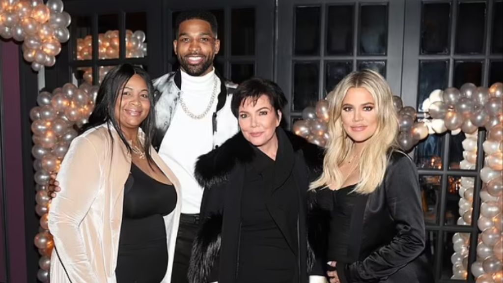 Andrea Thompson and Tristan Thompson with Kris Jenner and Khloe Kardashian